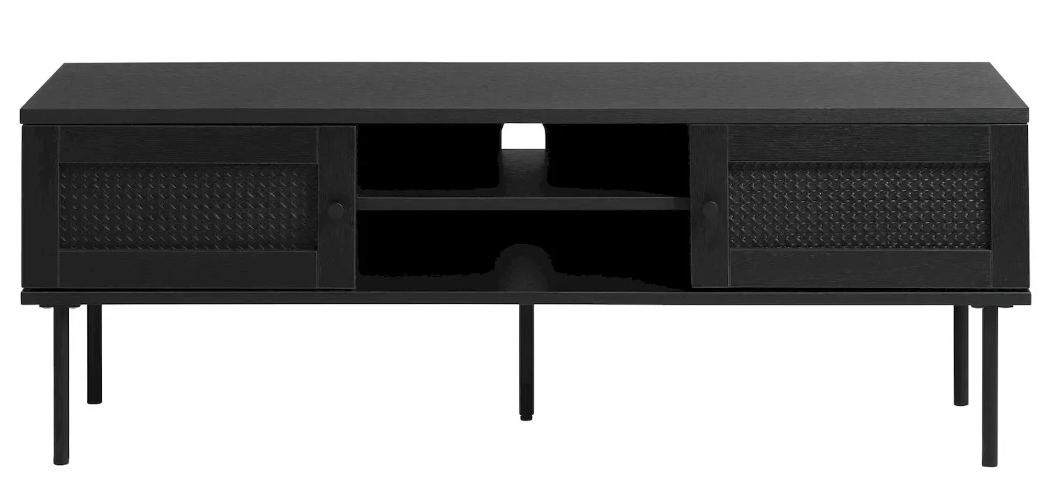 Szafka RTV 2-drzwiowa PENSACOLA z półkami czarna - UN_44641013