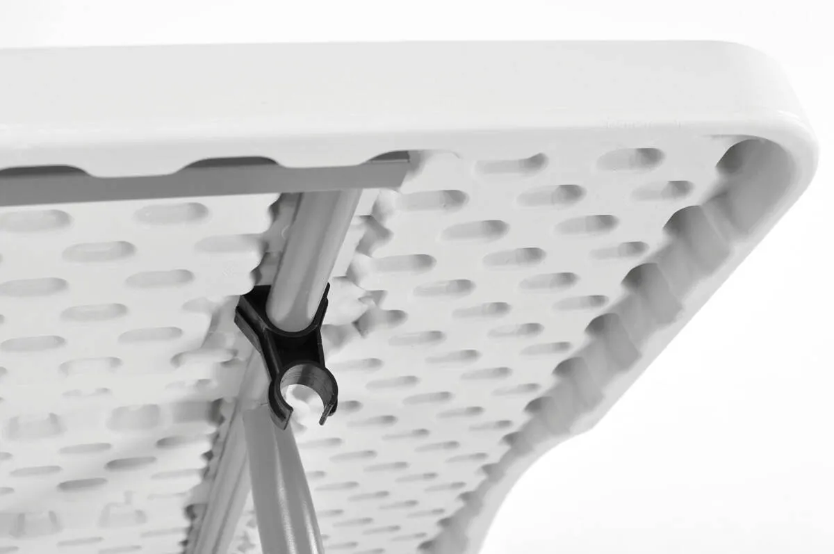 Zestaw mebli cateringowych, składany - stół 180 cm + 8 krzeseł - biały, szary - FE5906480913067