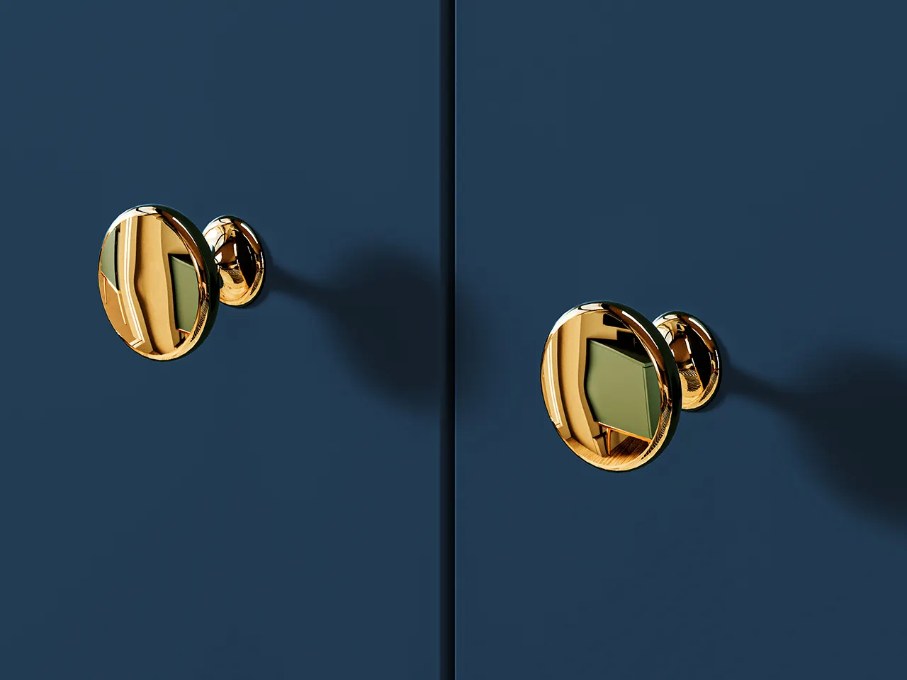 Komoda 2-drzwiowa z 3 szufladami MARINE 03 błękit ciemny, złoty - 1MARI03-001