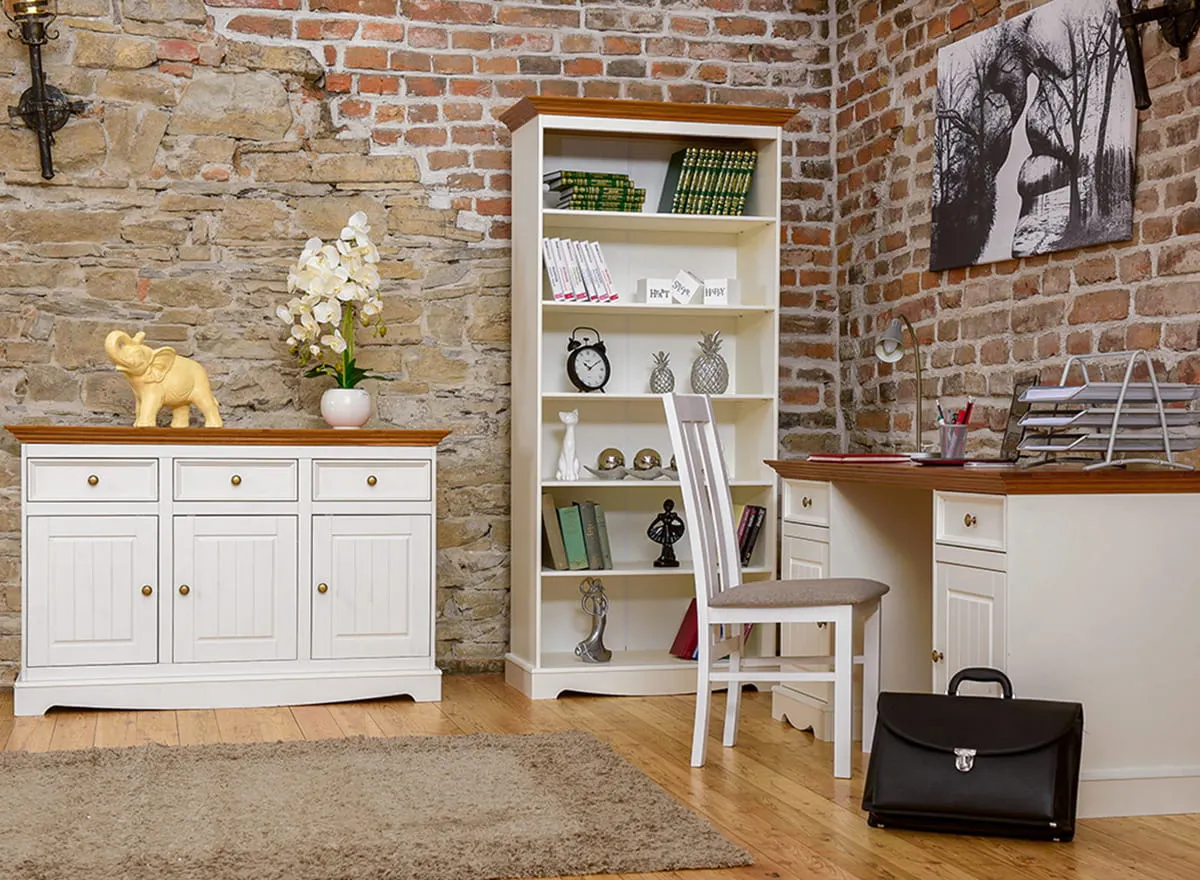 Regał sosnowy BELLUNO ELEGANTE biały, dąb - PL007B/D