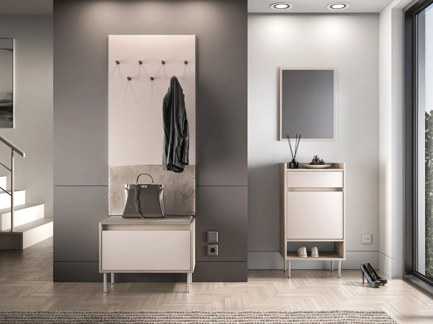 Szafka na buty z siedziskiem i schowkiem VOCO 70x55 dąb cremona/kaszmir - 1VOCO06-001