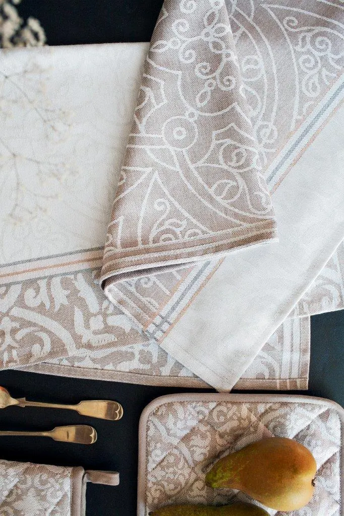 Zestaw kuchenny 4-czesciowy ETNO 001 podkładka rękawica 2x ścierka beżowy - FARO_28506