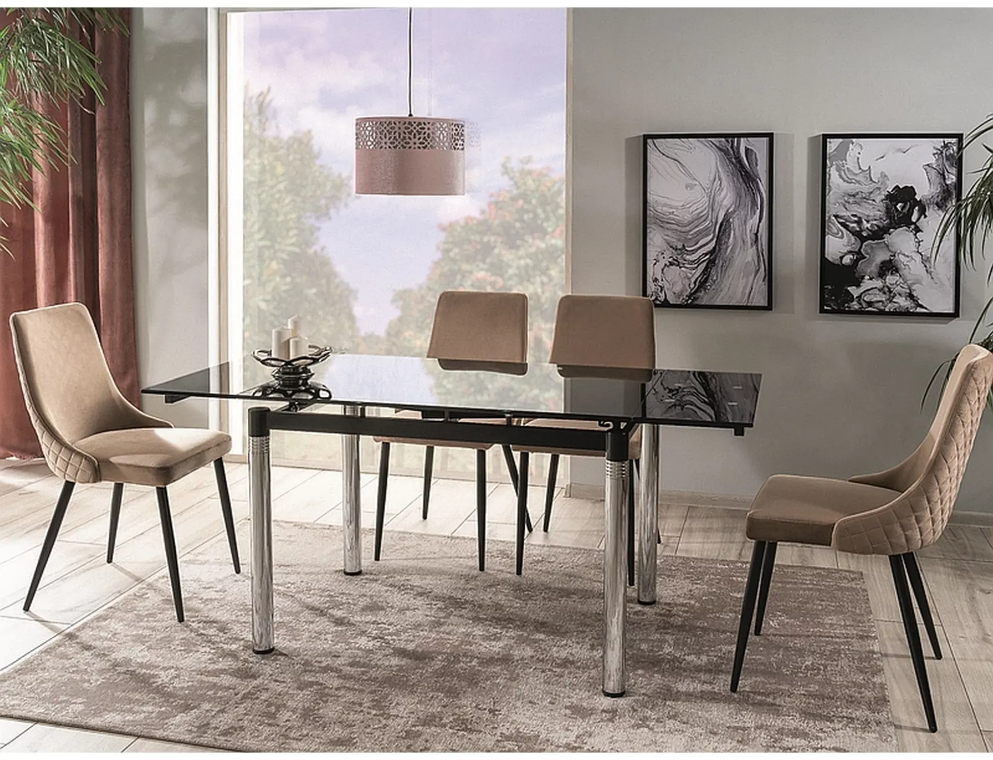 Krzesło PIANO B VELVET Bluvel 28 beżowy stelaż czarny - PIANOBVCBE