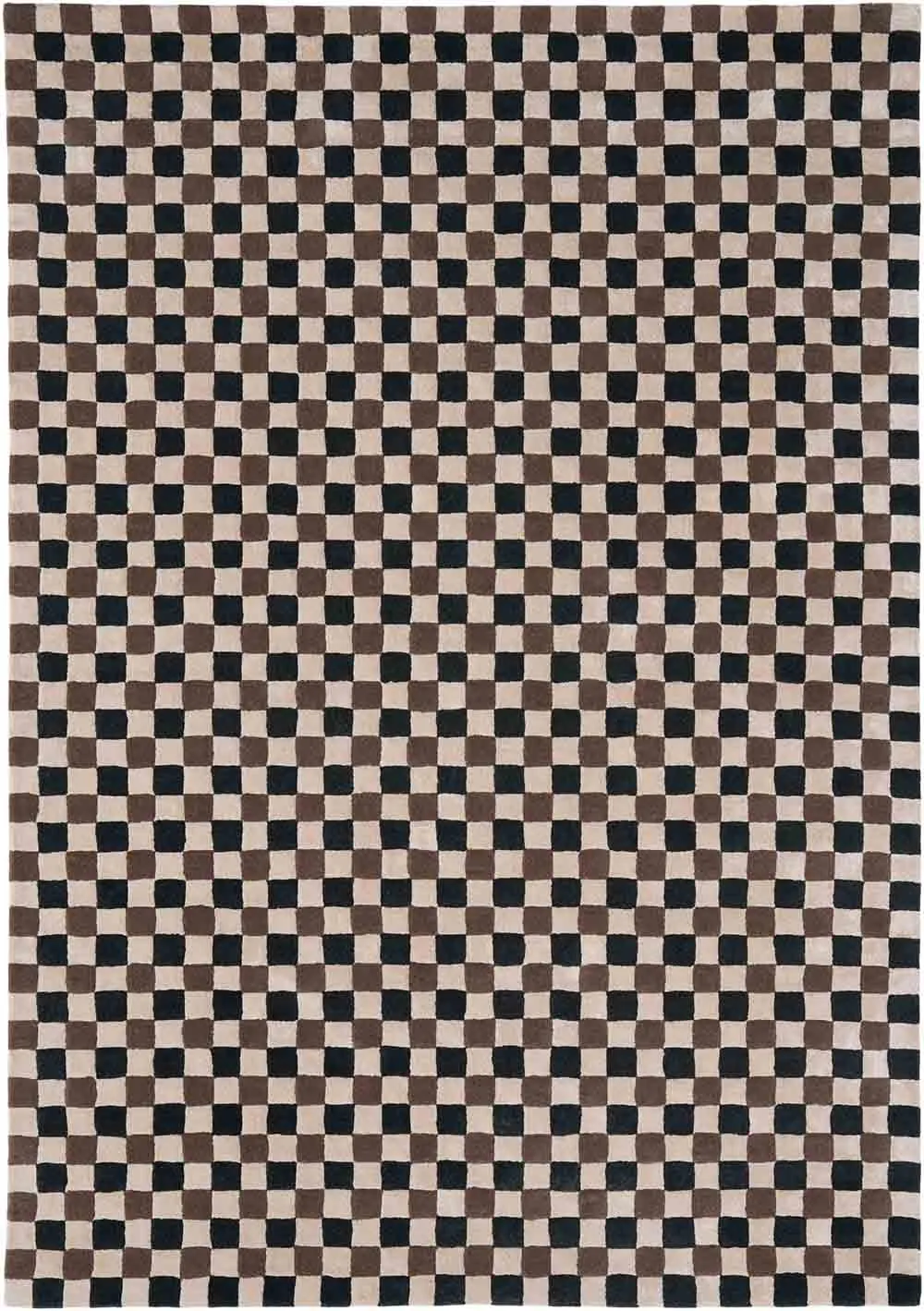 tkanina, dywan, wydruk, wzór kratka, kolor czarny brązowy