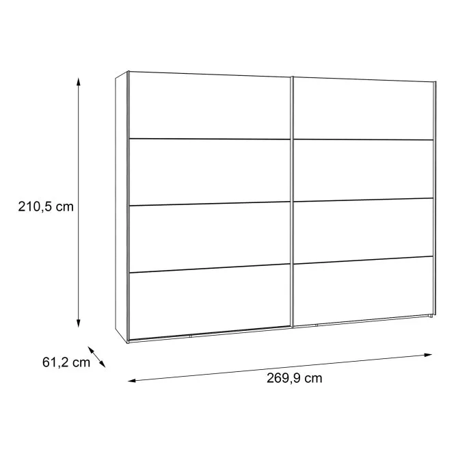 Szafa 2-drzwiowa CLIF drzwi przesuwne z panelem 270 cm, old wood vintage, beton - RCQS12411-C754