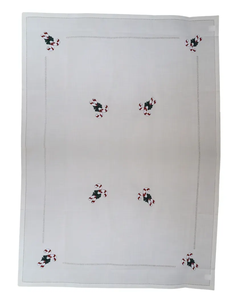 Obrus świąteczny w laski 140x180 biały
