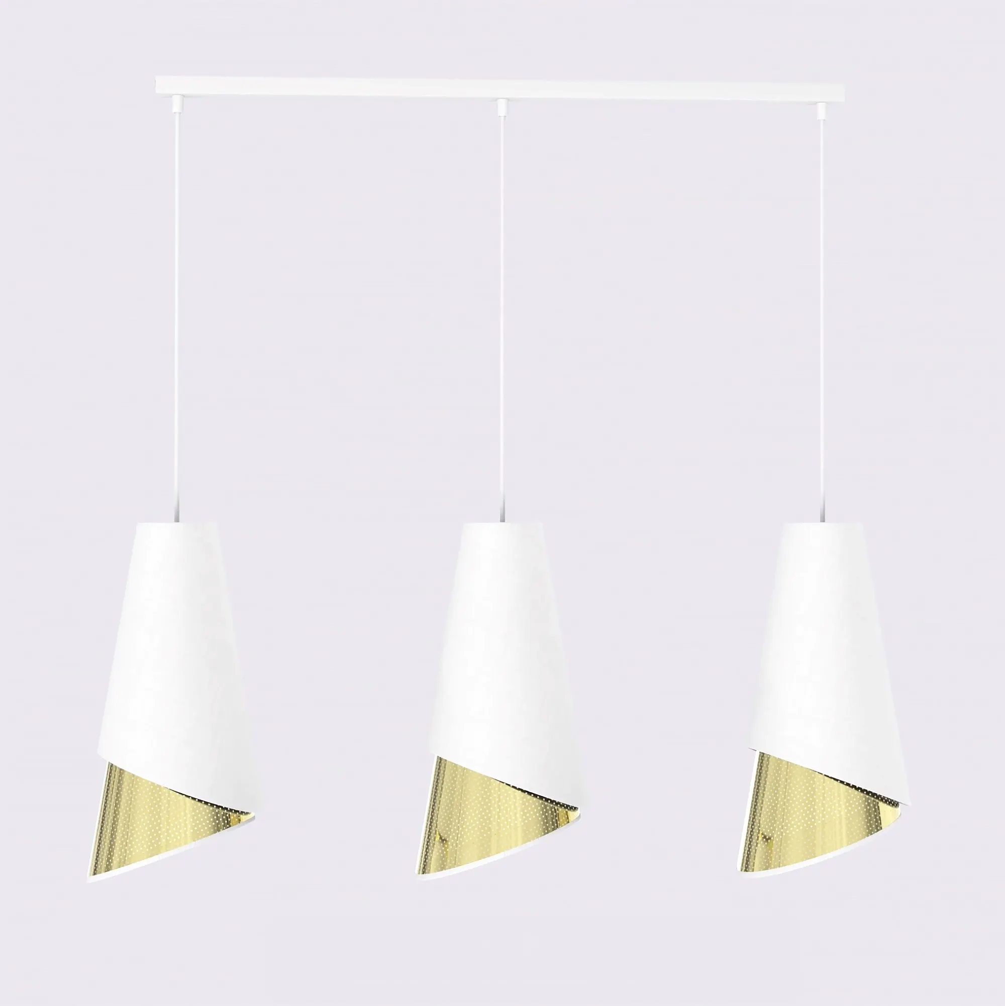 Lampa wisząca z perforowanym kloszem MODA 3 złoty biały Lampa wisząca z perforowanym kloszem MODA 3 złoty biały
