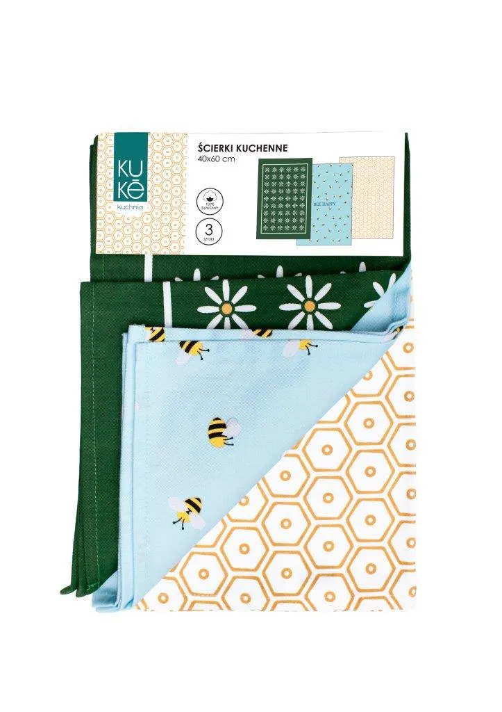 Ścierka zestaw 3 szt. KUKE 026 pszczółki 40x60 wielokolorowy Ścierka zestaw 3 szt. KUKE 026 pszczółki 40x60 wielokolorowy