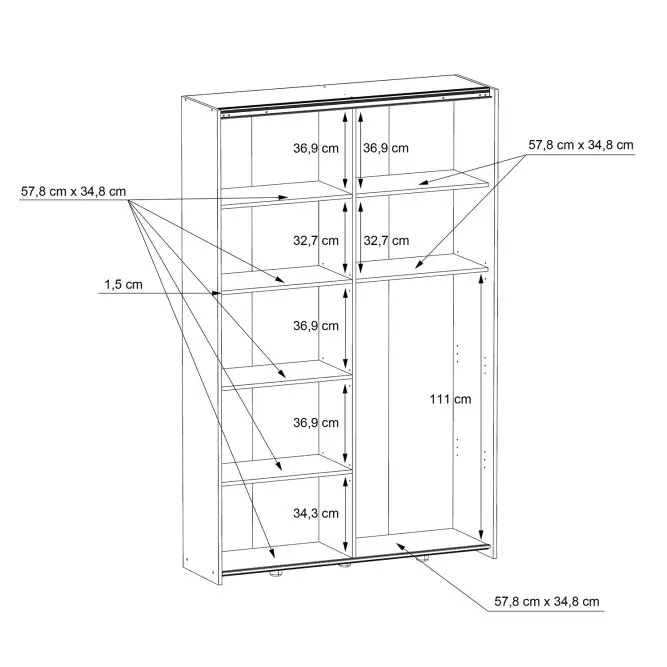 Szafa 2-drzwiowa OZZULA drzwi przesuwne 120cm old wood vintage beton - OZLS722X7-C754