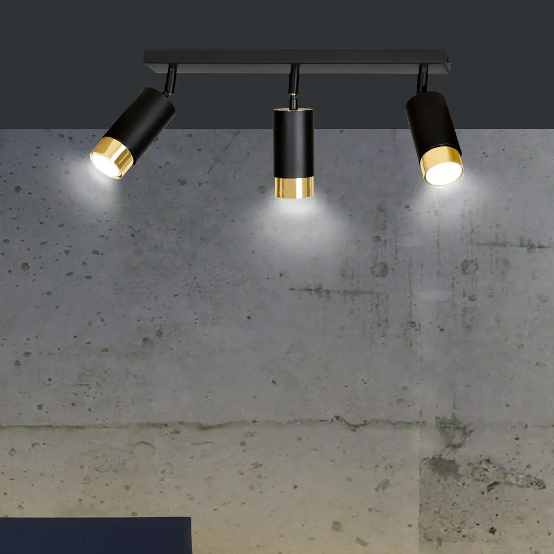 Lampa sufitowa HIRO 3 czarny złoty — zdjęcie 7