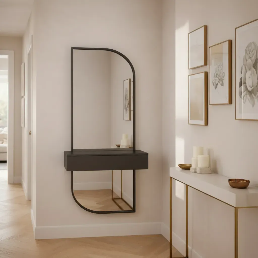 Lustro BOLD w czarnej ramie MDF z szafką na klucze 40X140-S12 — zdjęcie 5
