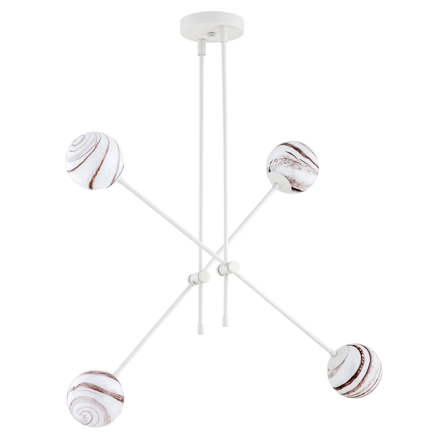 Lampa wisząca ABSOS metalowa biała biało-brązowa marmur regulowana 95x86cm - 1841