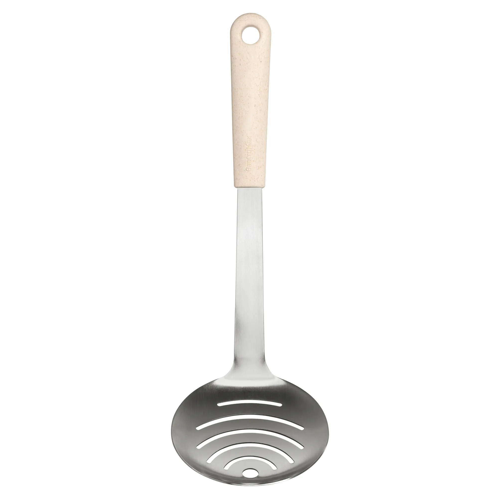 GASTROMAX ŁYŻKA CEDZAKOWA/SZUMÓWKA BIO kitchen utensil, slotted spoon, stainless steel, wooden handle, kitchen tool