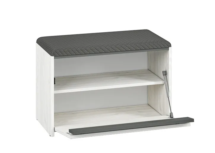 Szafka na buty z siedziskiem HYGA 02 sosna śnieżna, antracyt 70x47x34 - 1HYGA02-001