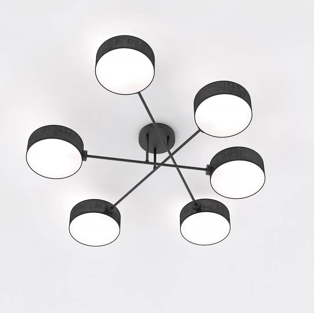 Lampa sufitowa plafon MAGA 6 abażur czarna — zdjęcie 2