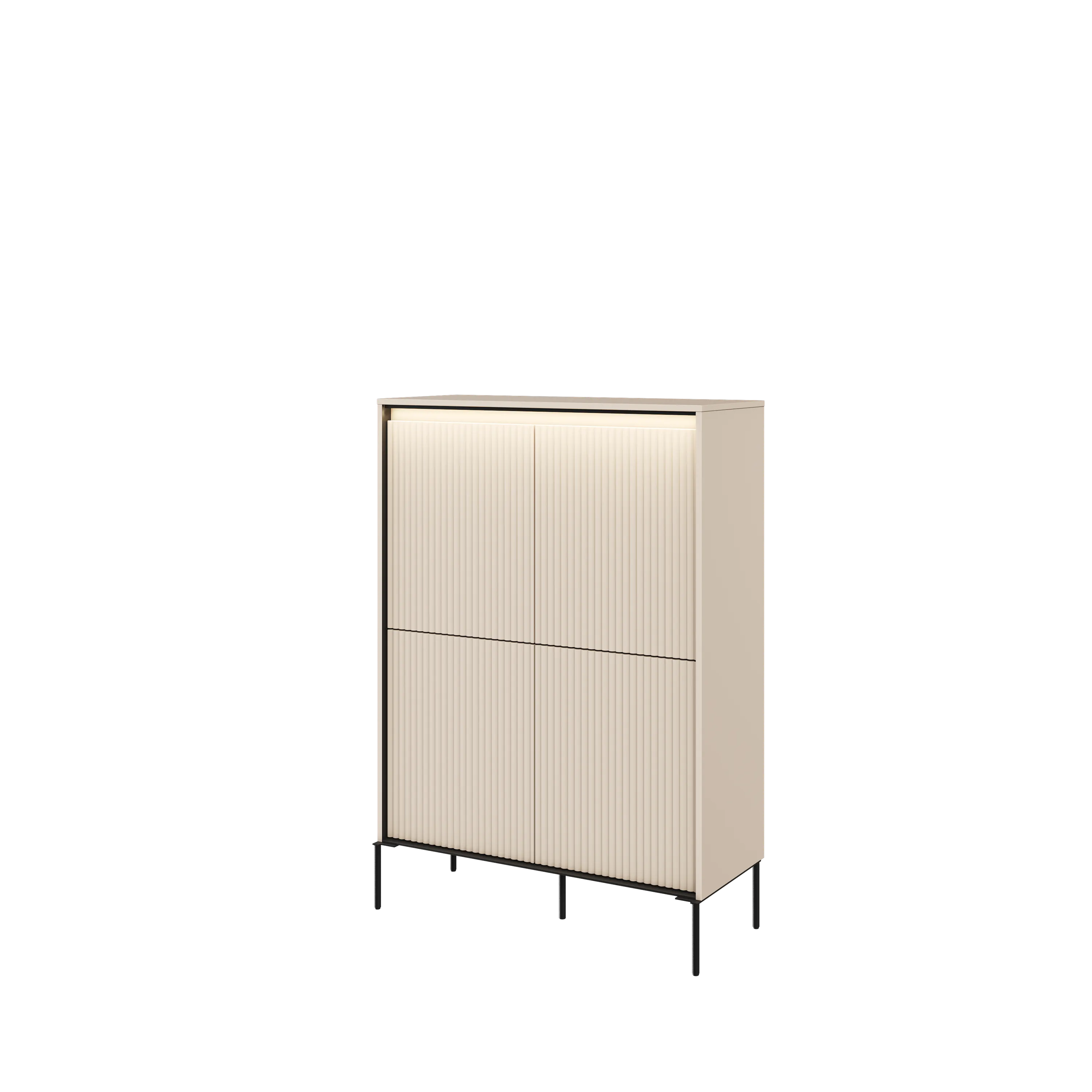 Wysoka komoda z oświetleniem TREND TR-03 4D beż piaskowy/czarny - TR3BPC-V2