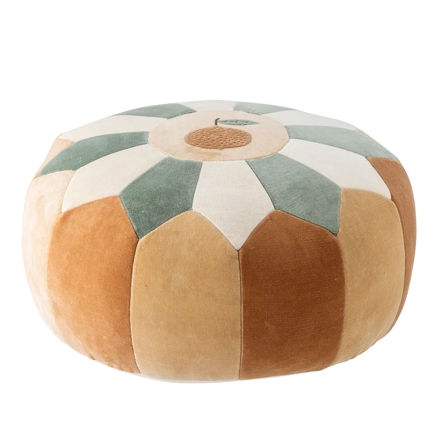 image puff, ottoman, patchwork, velvet, multicolor