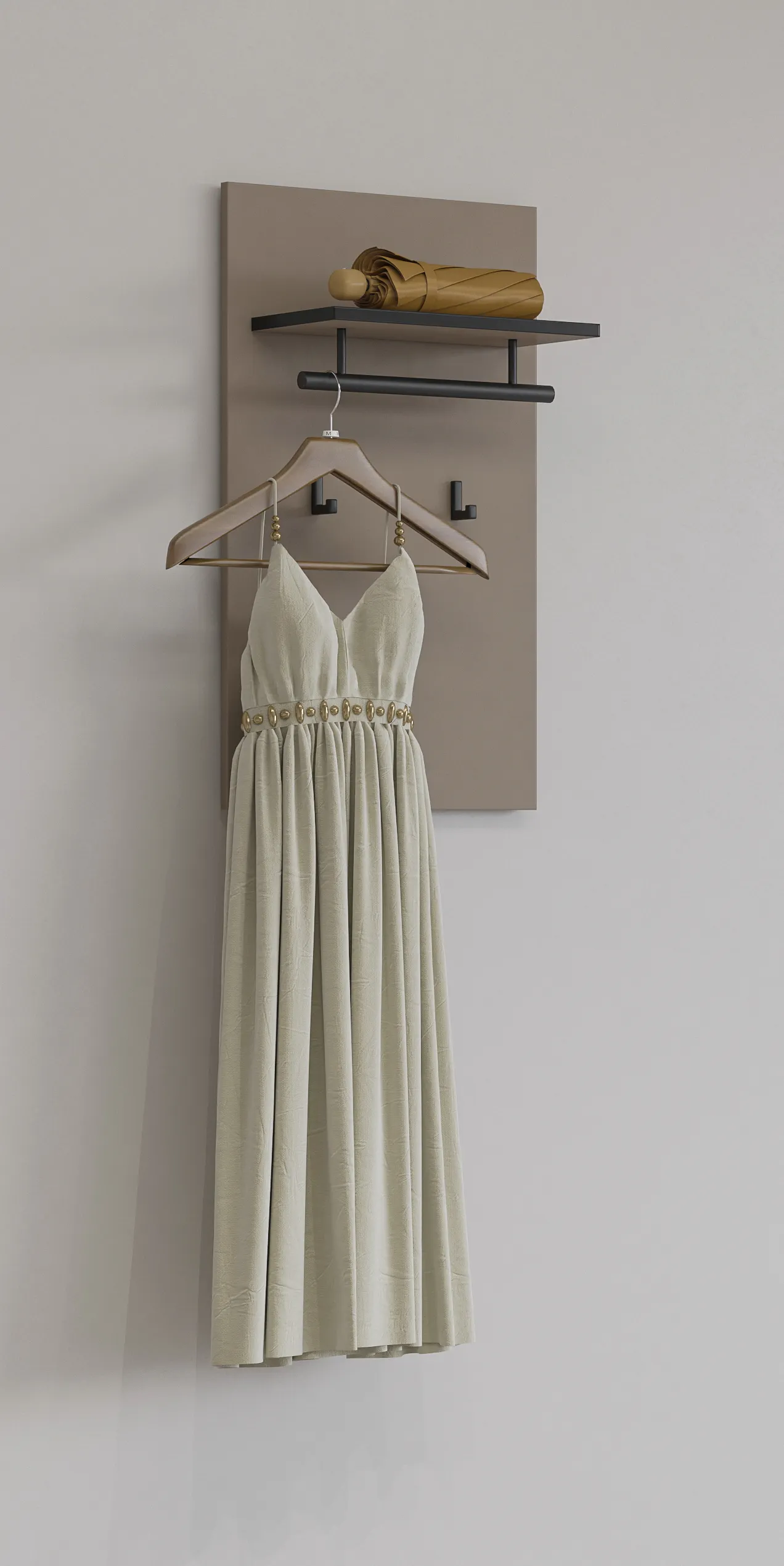 Panel z haczykami, półką i drążkiem CROSS 40x70 congo beżowo-szary - 24CWMY03