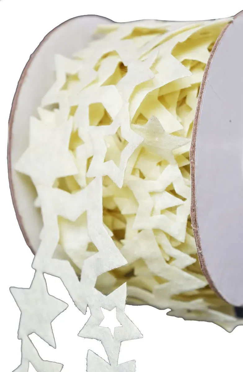 Taśma filcowa GWIAZDKI 5 metrów kremowa