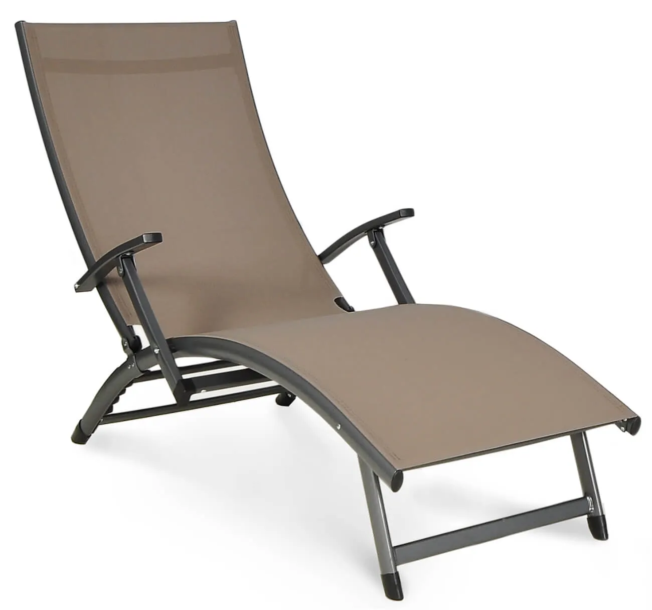 Leżak ogrodowy składany RELAX aluminiowy z regulacją 175 cm taupe - FG000747
