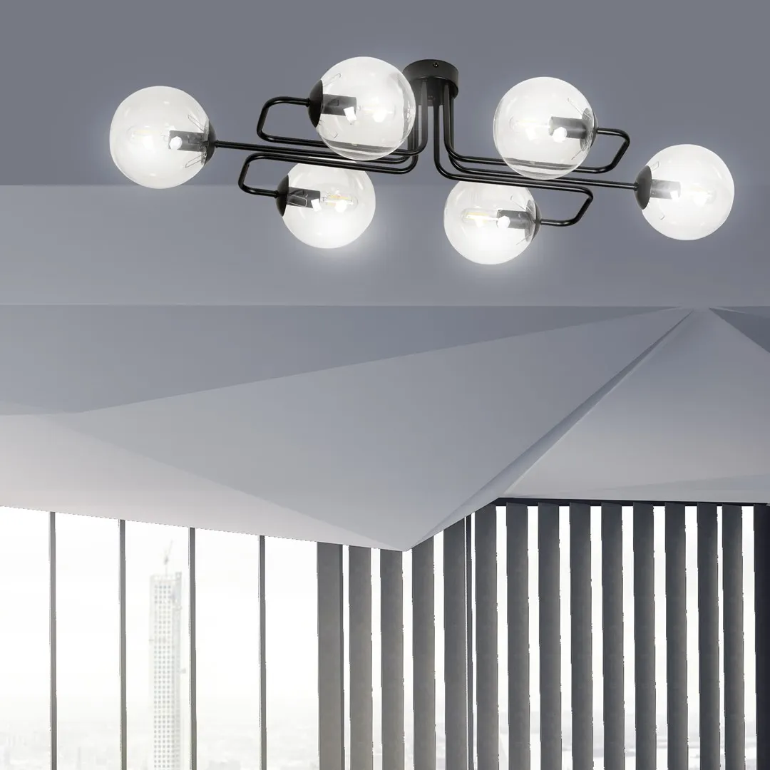 Lampa sufitowa BRENDI 6 czarny transparentny — zdjęcie 7