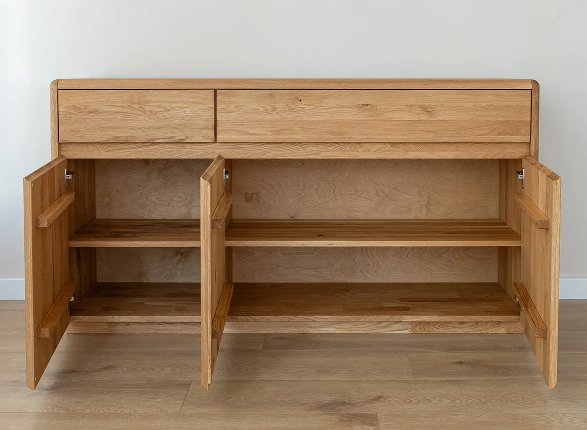 Komoda dębowa 3-drzwiowa z 2 szufladami RONDA Dębowy Sen dąb olejowany - ZIKOM1_2.3