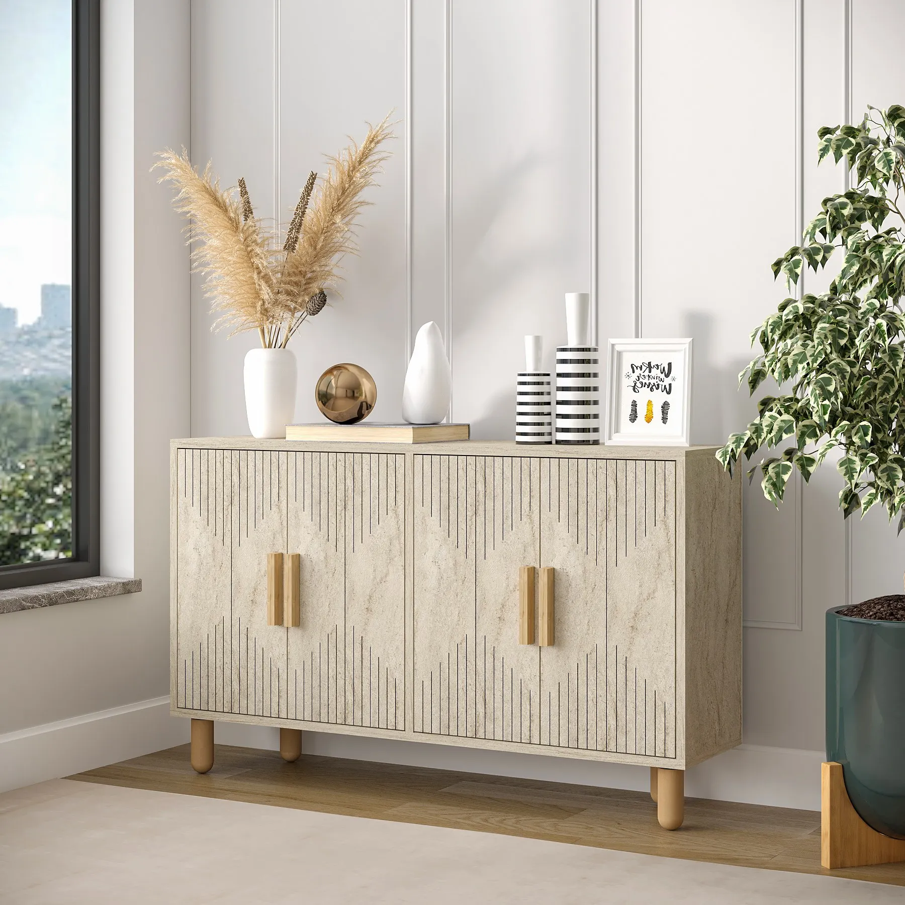 Komoda 4-drzwiowa ROGER 120 cm trawertynowy - ASI_327ODS1304