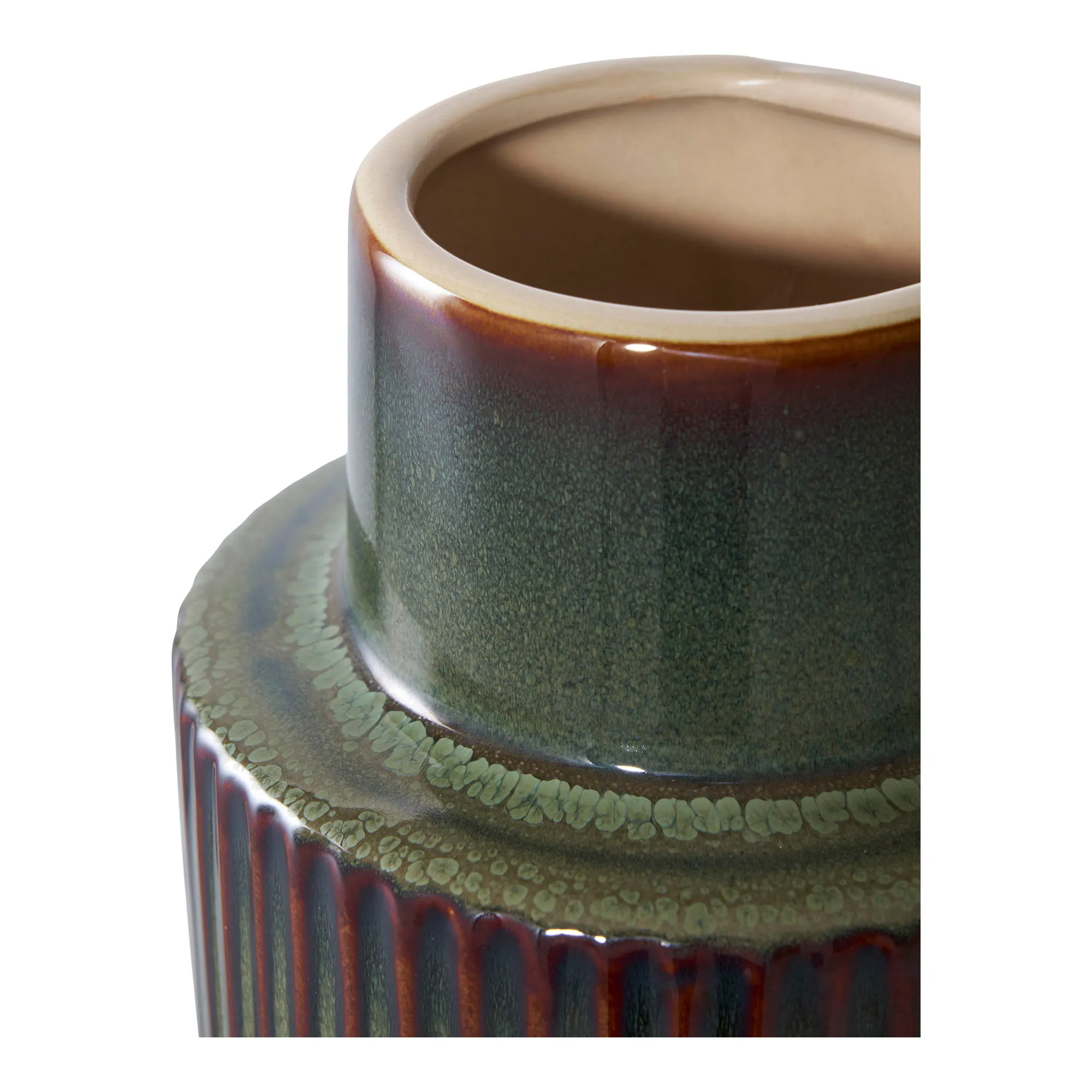 Wazon ceramiczny VASE fi16x30 cm zielony brązowy - 4441779