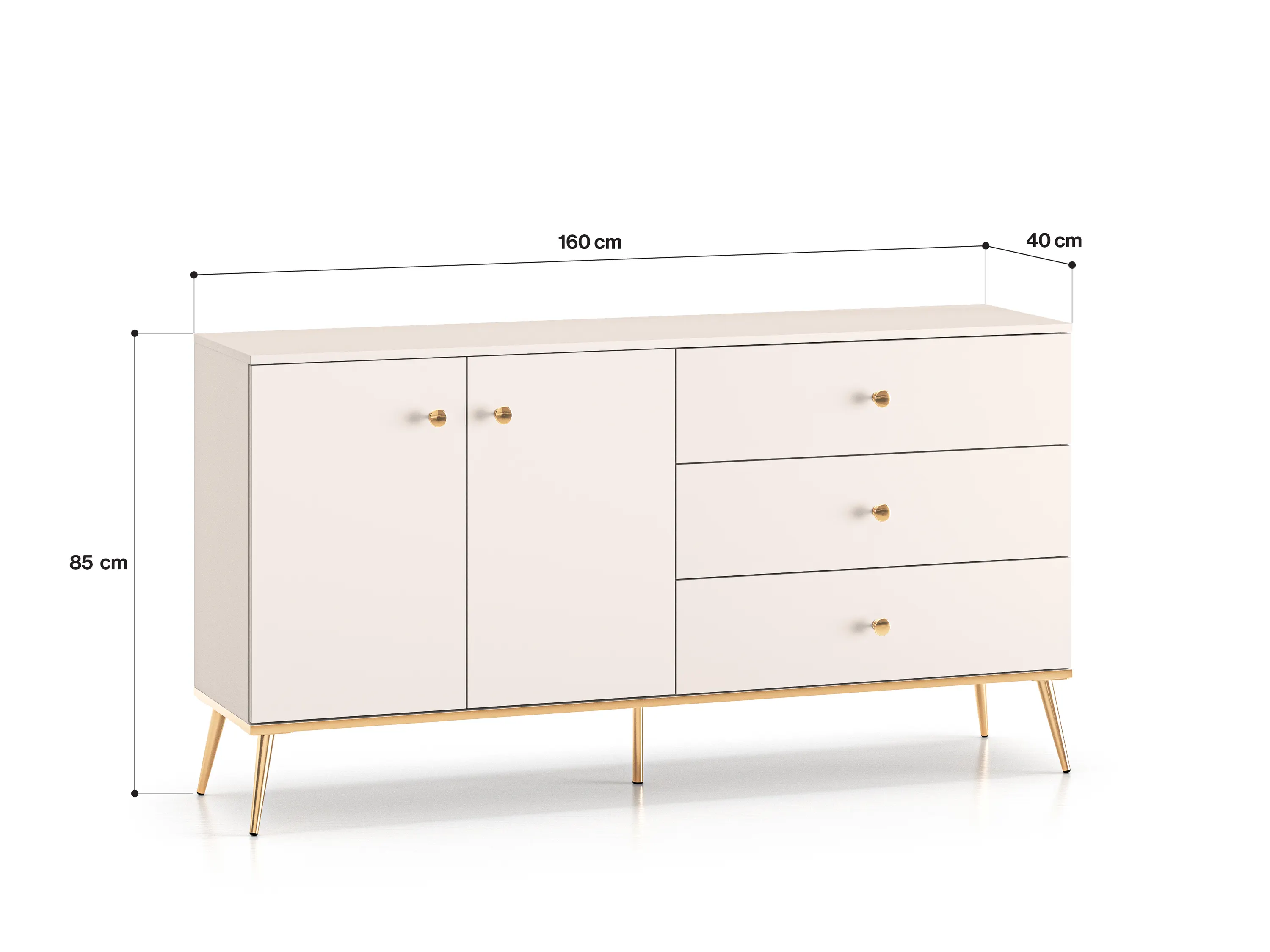 Komoda 2-drzwiowa z 3 szufladami SELGIN 03 kaszmirowy, złoty - 1SELG03-001