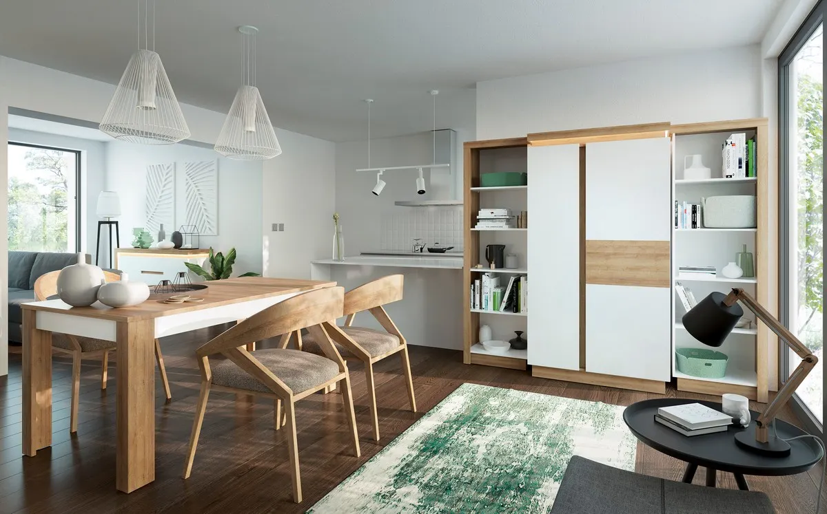 STÓŁ ROZKŁADANY 90(180)X90 LYON LYOT05 DĄB RIVIERA JASNA / BIAŁY HG - 6001088000045