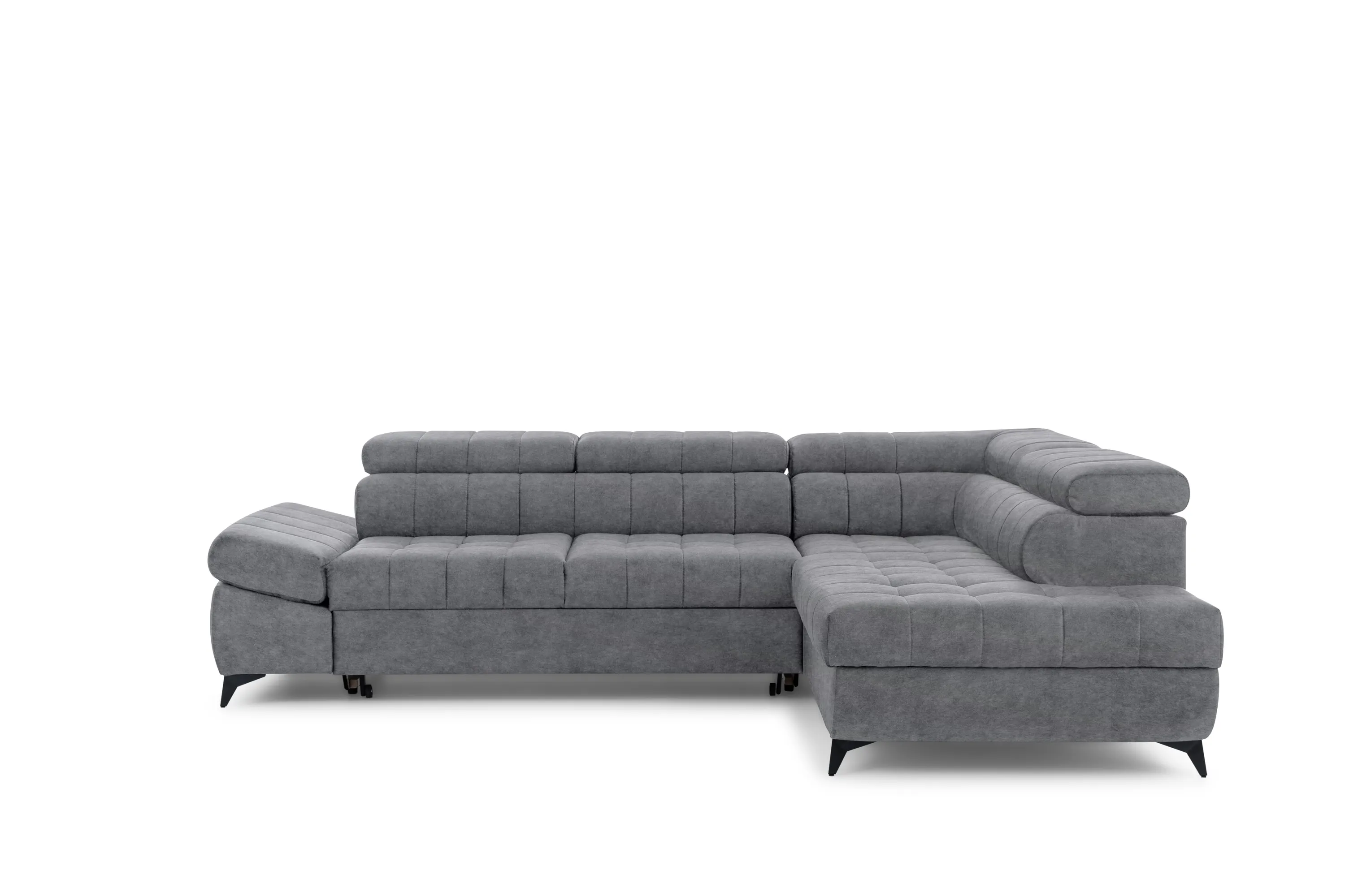 Narożnik lewostronny VALORIS L regulowane zagłówki i podłokietniki tkanina Cloud 82 szary - B_162909