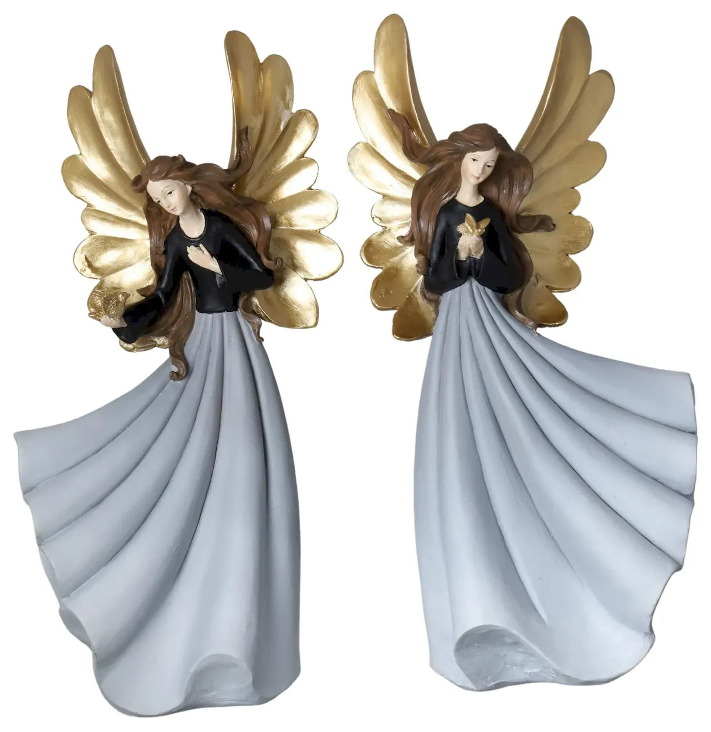 Figurka ANIOŁ ZE ZŁOTYMI SKRZYDŁAMI 33 cm 2 sztuki