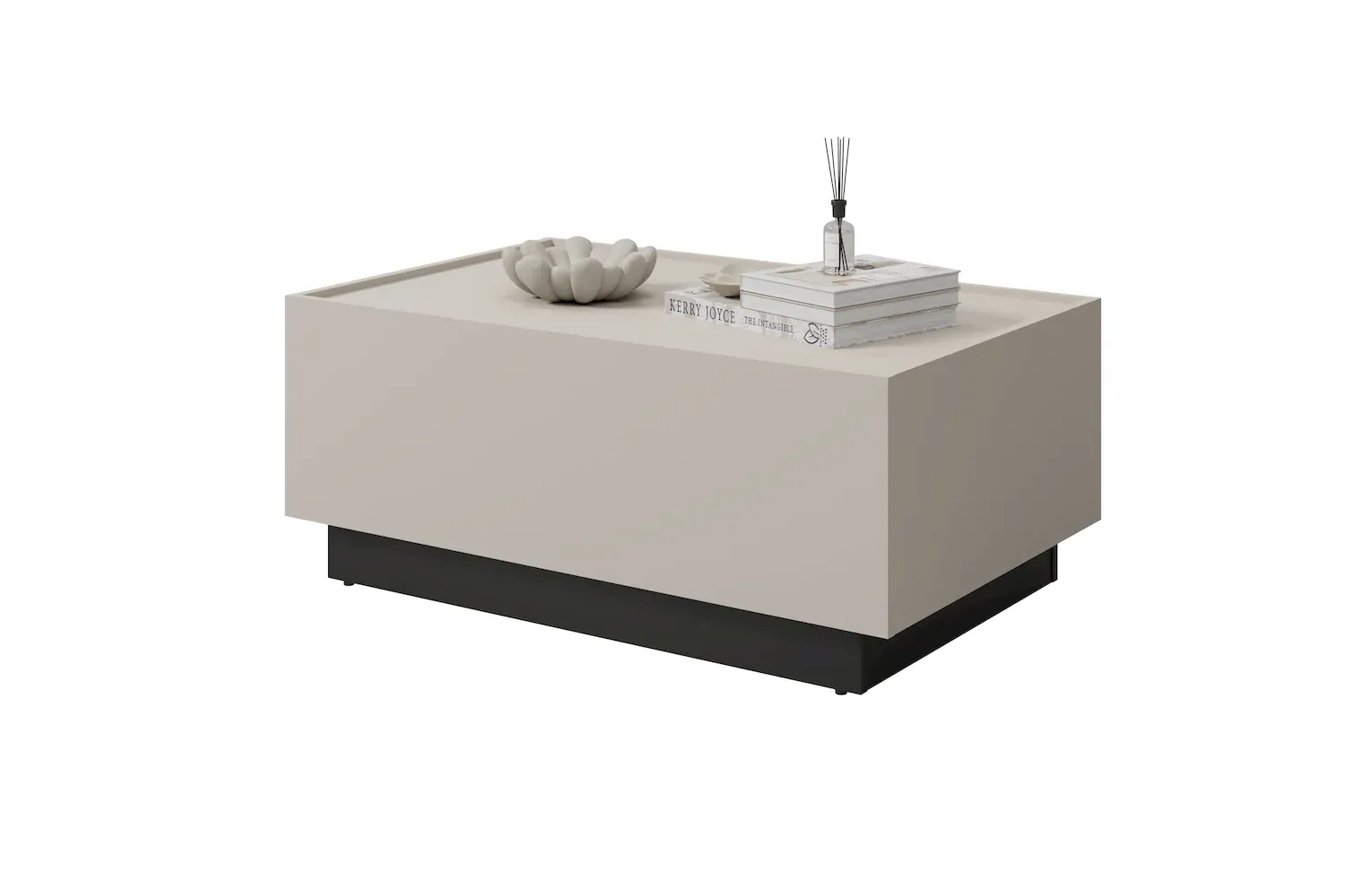 Stolik kawowy rozsuwany EKO 96 ze schowkiem kaszmir czarny - 24KWMJ96