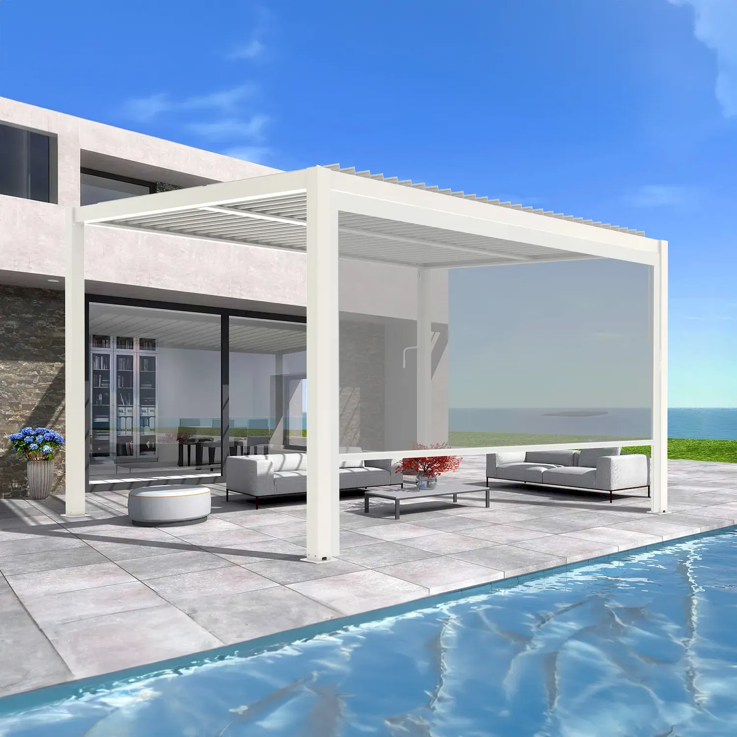 Pergola LUXE 3x4x2,3m biała z oświetleniem LED Esti&Esta — zdjęcie 8
