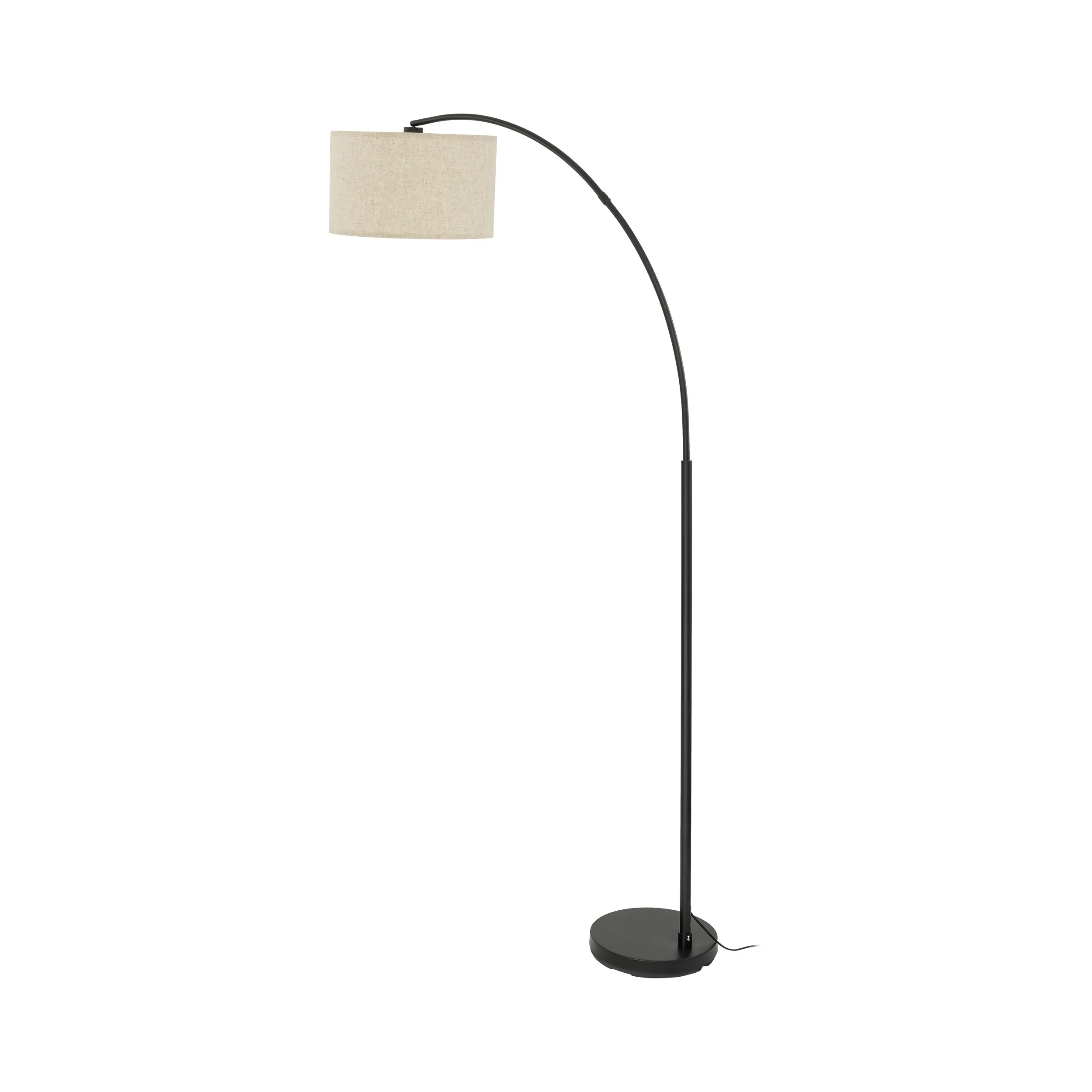 Lampa podłogowa ZENITH czarna z brązowym lnianym kloszem 200x130x50cm