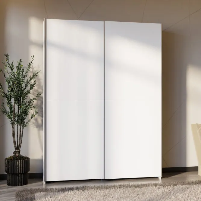 Szafa 2-drzwiowa HOME NOOK drążek i półki drzwi przesuwne 150cm biała - HMNS72231-120