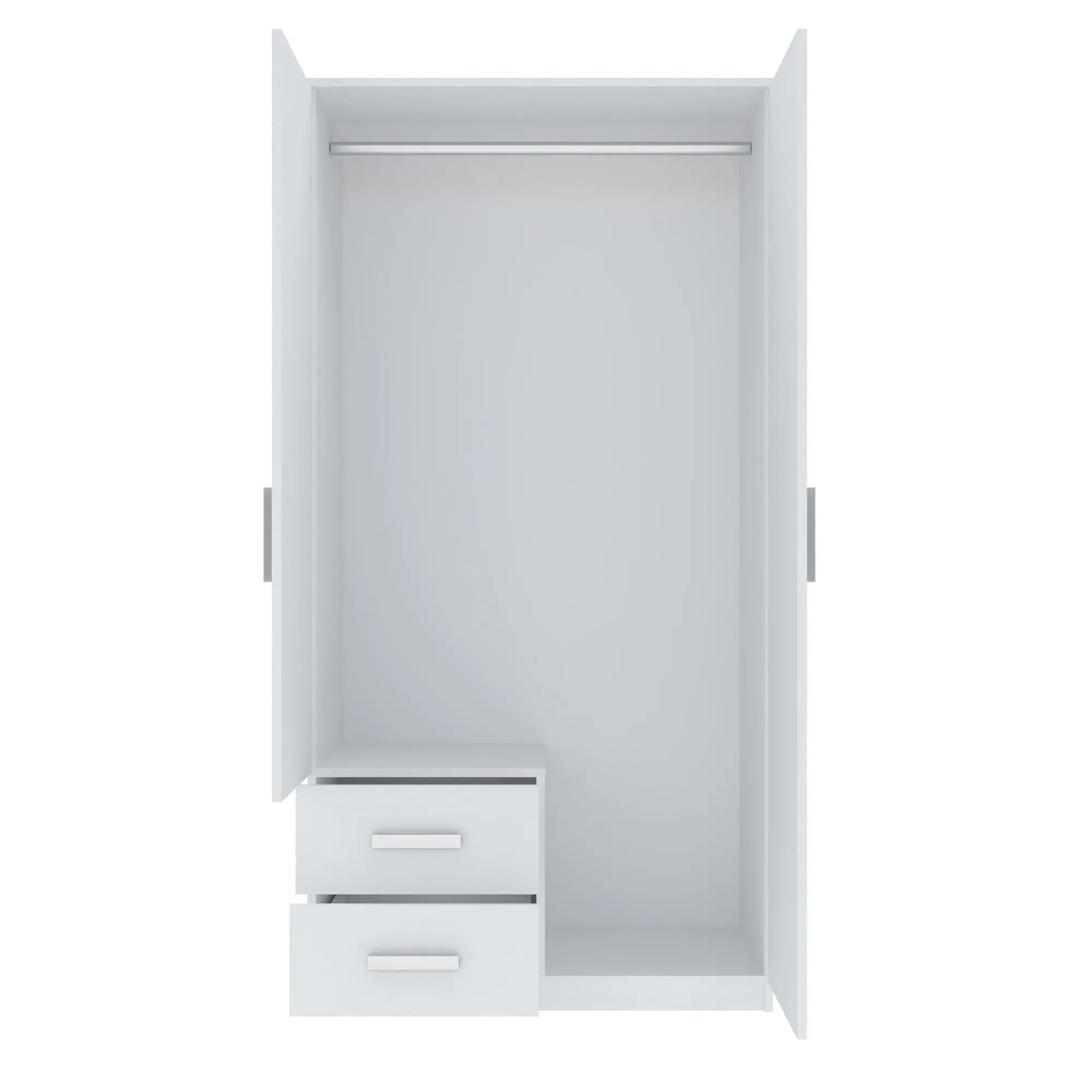 Szafa 2-drzwiowa z 2 szufladami i lustrem TAMINA biała - INT_5002940BIP