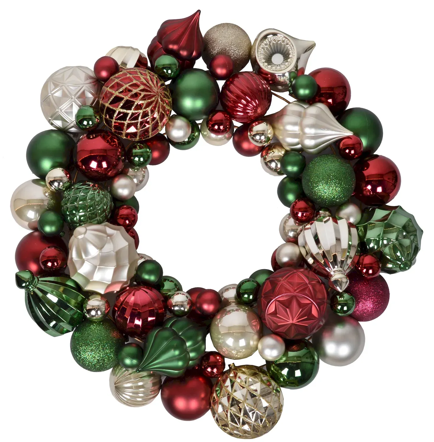 Wieniec z bombek 49 cm zielono-burgundowo-szampański Wieniec z bombek 49 cm zielono-burgundowo-szampański