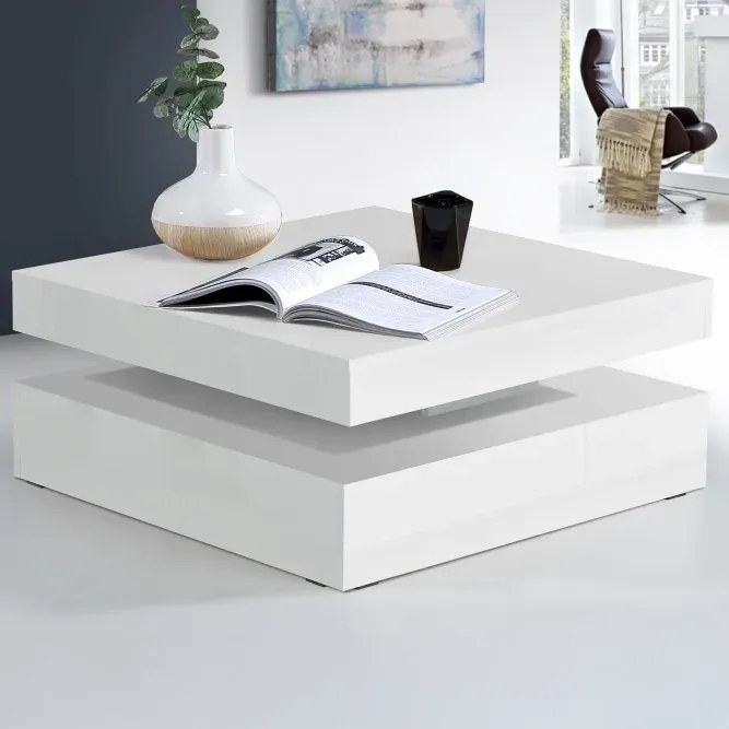 Stolik kawowy obrotowy CFTT4181 COFFEE TABLES 78x78 cm Biały połysk - CFTT4181-Z38