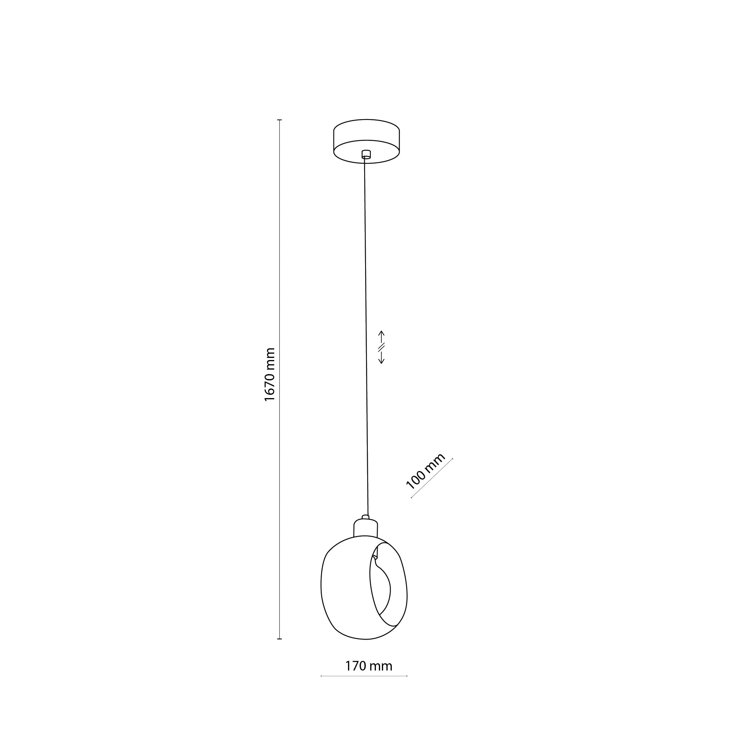 Lampa wisząca CYKLOP czarna ze złotymi elementami 167x17x10cm - TK_2751