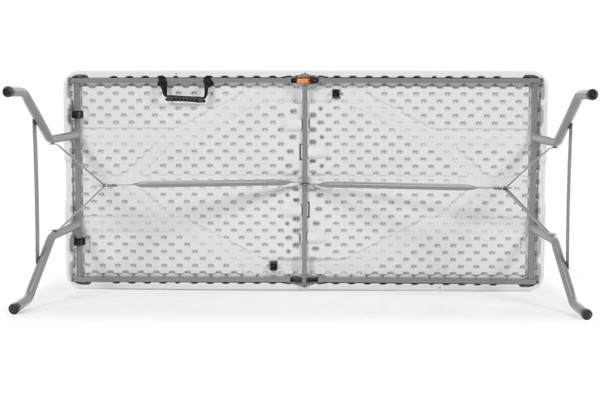 Zestaw mebli cateringowych, składany - stół 150 cm + 4 krzesła - biały, szary - FE5906480913036