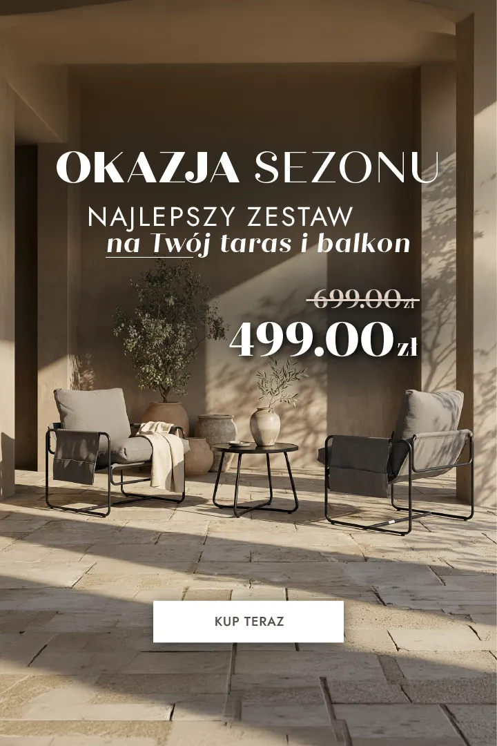 meble ogrodowe, zestaw balkonowy, fotel metalowy, stół kawowy, kolor beżowy