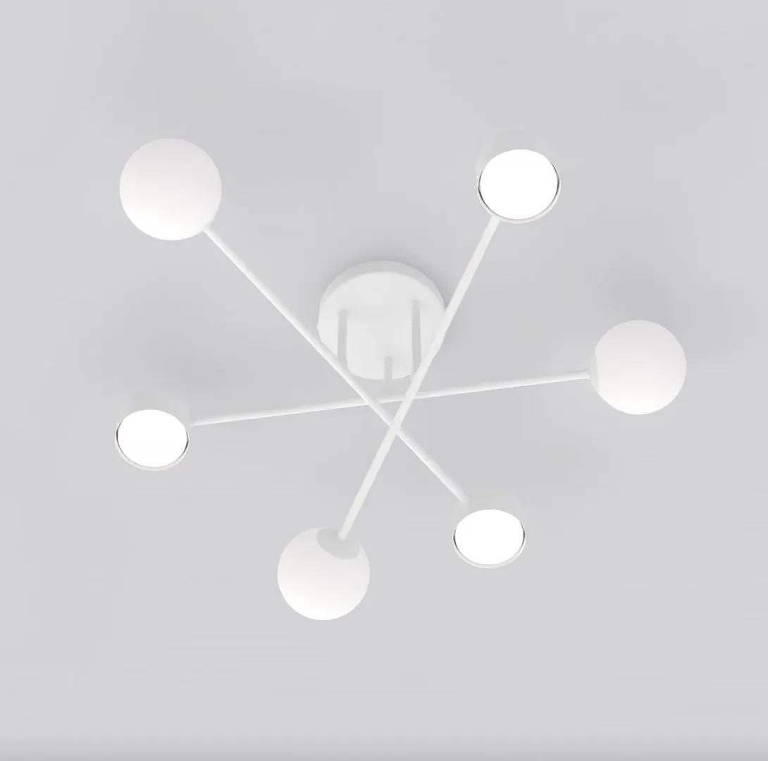 image lampa sufitowa, kaskadowa konstrukcja, biały kolor, metalowa rama, nowoczesny design