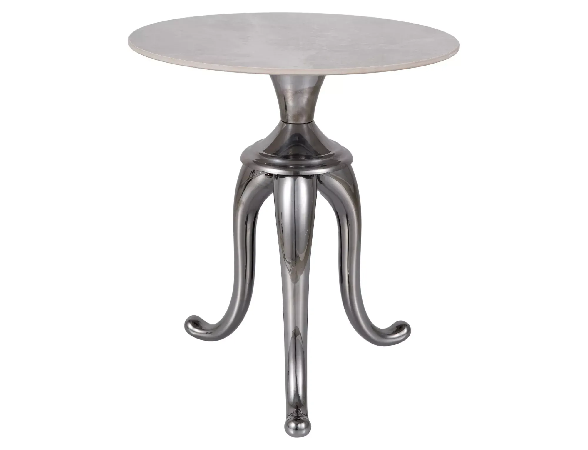 Ława okrągła SNAKE 48 cm biało-srebrna Ława okrągła SNAKE 48 cm biało-srebrna