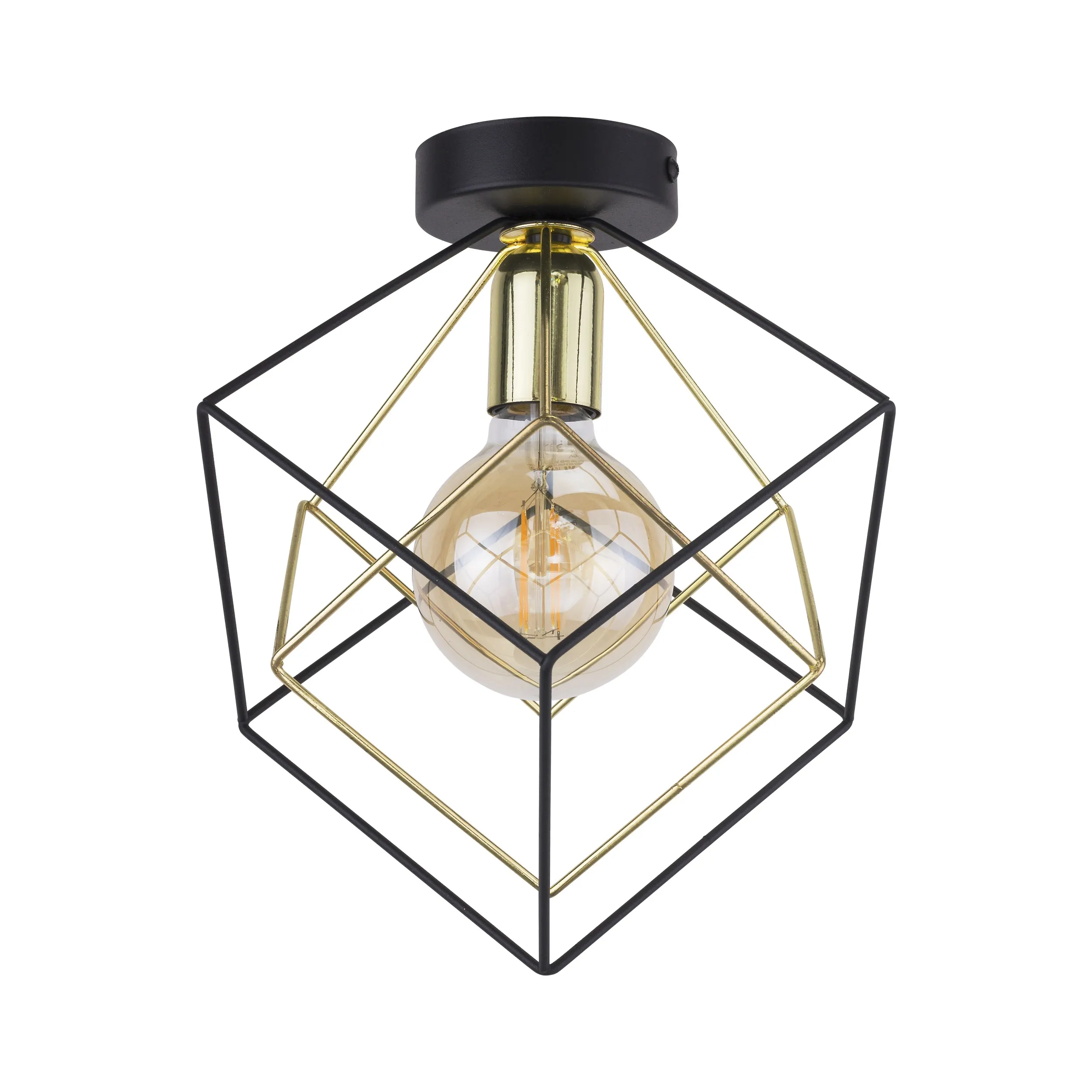 Lampa sufitowa ALAMBRE czarna ze złotymi elementami 30x28cm Lampa sufitowa ALAMBRE czarna ze złotymi elementami 30x28cm