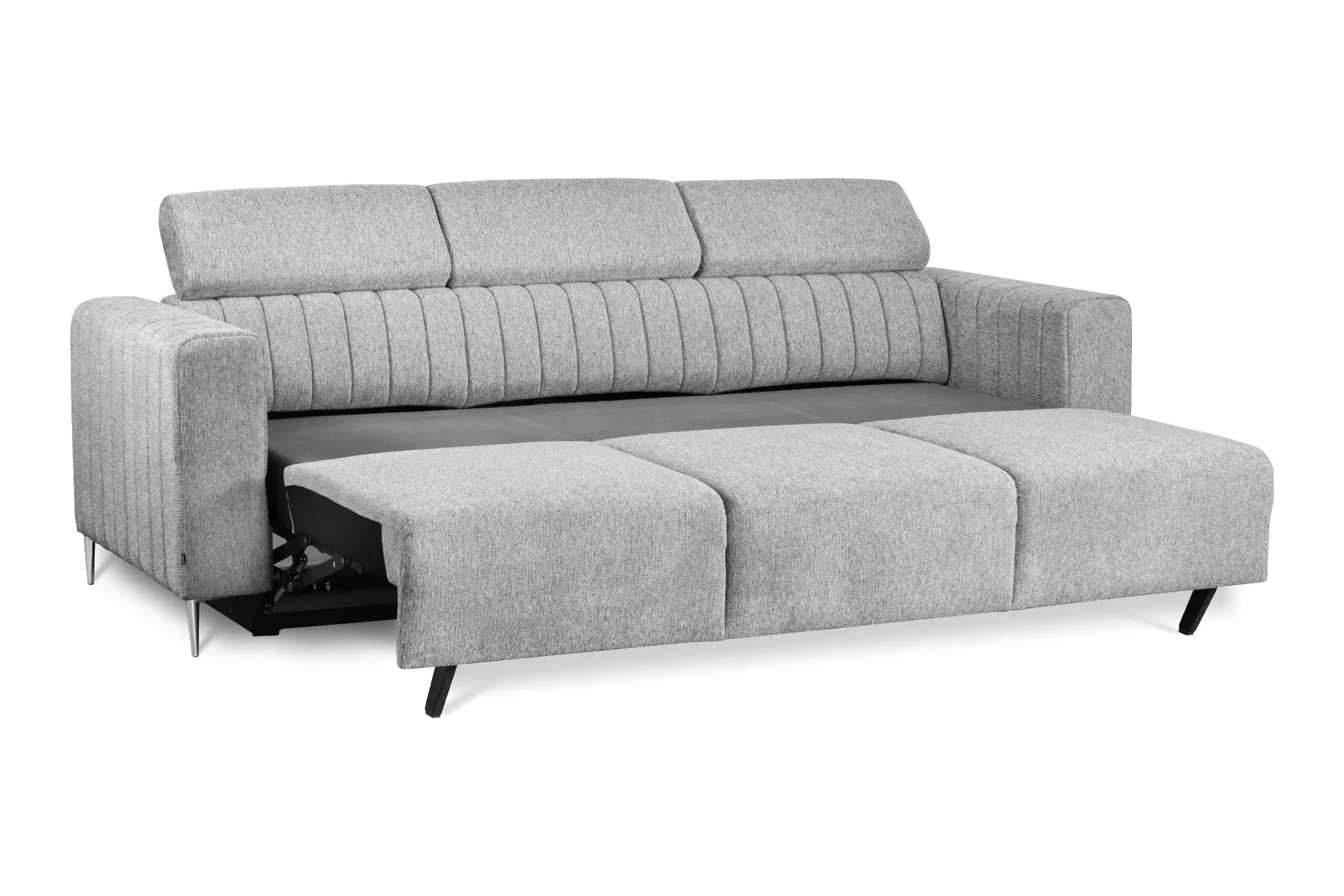 Sofa rozkładana 3-osobowa KOBE z funkcją spania 258 cm szara - KOBE_3F_ARAGON_90