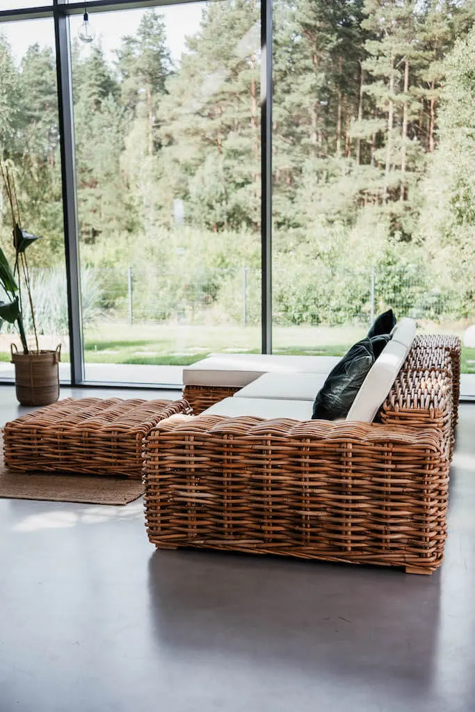 Sofa INKA PRAWA rattanowa 340x200 Naturalny - MNMH5IN