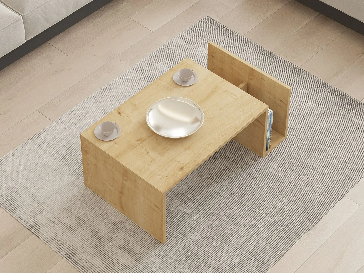 Stolik kawowy drewniany z dolną półką MEMO 87x50x32 kolor dąb sapphire - ASI_495SSE1119