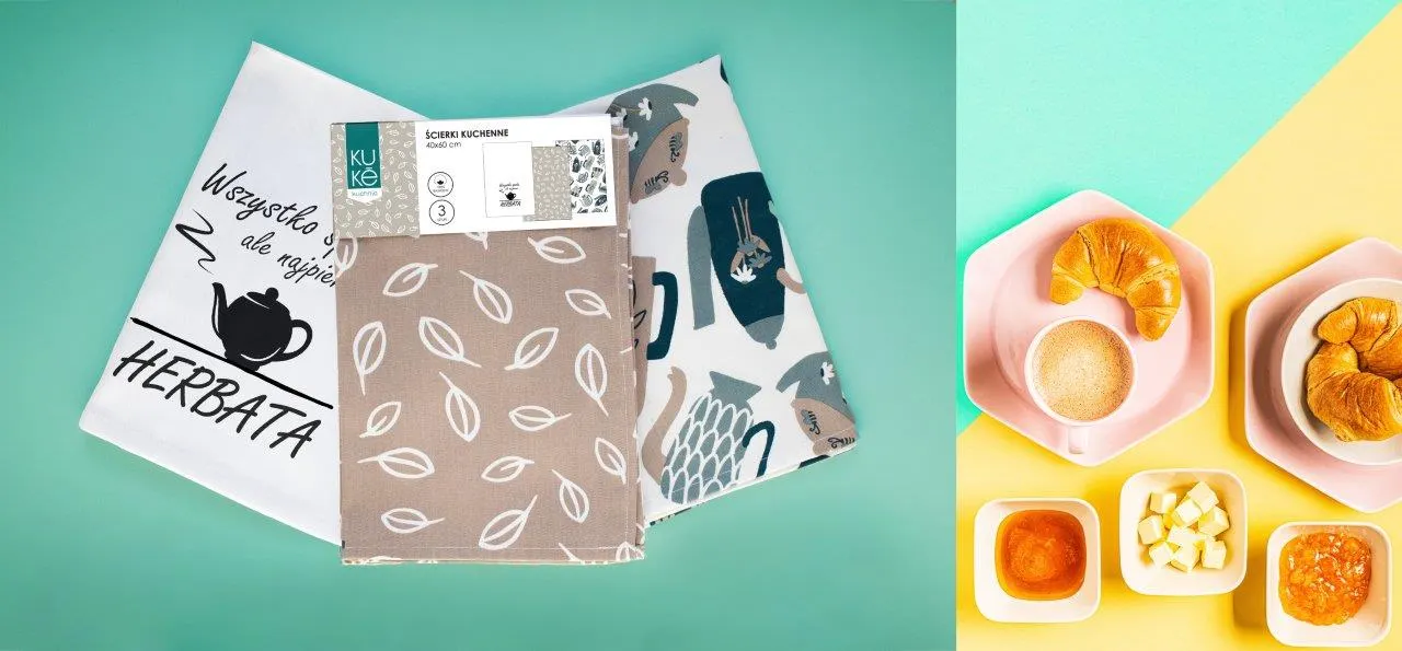 Ścierka zestaw 3 szt. KUKE 006 herbata 40x60 wielokolorowy - FARO_25579