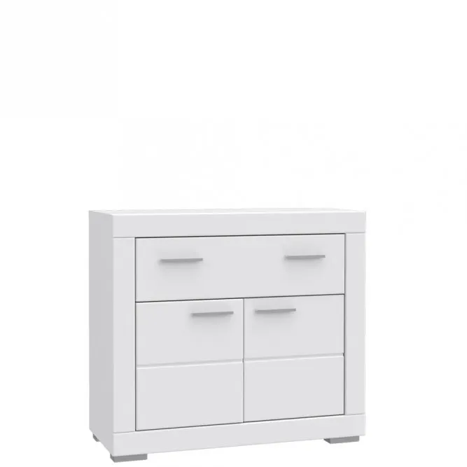 Komoda 2-drzwiowa z szufladą SNOW - biały, chrom Komoda 2-drzwiowa z szufladą SNOW - biały, chrom